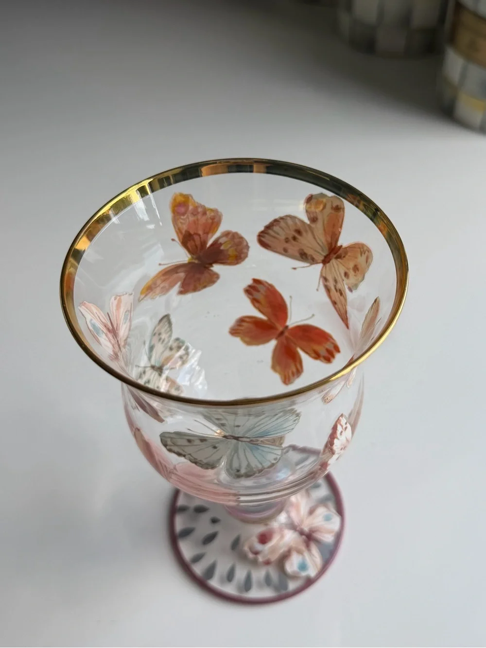 MacKenzie-Childs Butterfly Hill Novelty Wine Glass